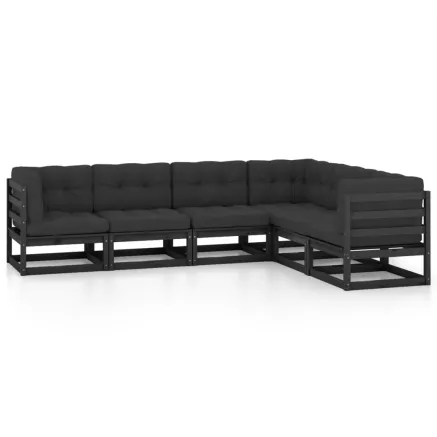Salon de jardin 6 pcs avec coussins Bois de pin massif 2