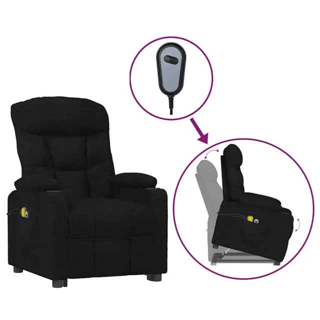 Fauteuil de massage Noir Tissu