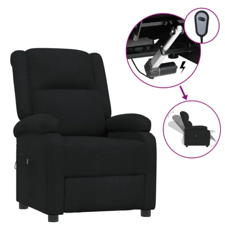Fauteuil inclinable électrique Noir Tissu