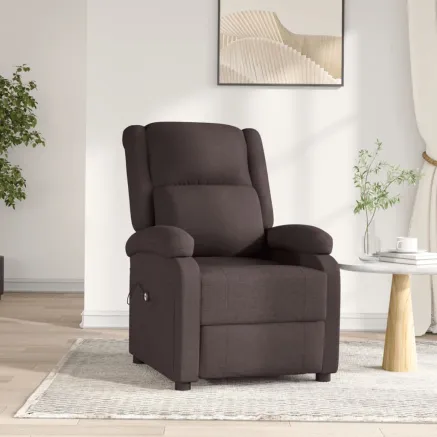 Fauteuil inclinable électrique Marron foncé Tissu