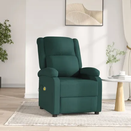 Fauteuil électrique de massage Vert foncé Tissu