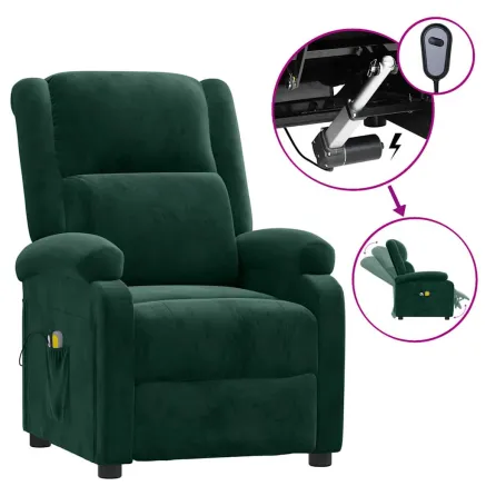 Fauteuil électrique de massage Vert foncé velours 2