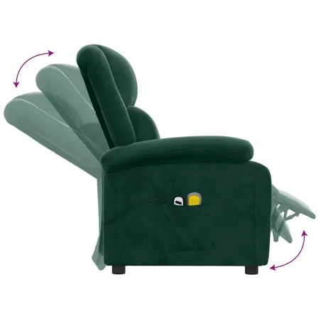 Fauteuil électrique de massage Vert foncé velours