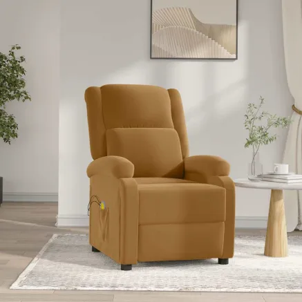 Fauteuil électrique de massage Marron Velours