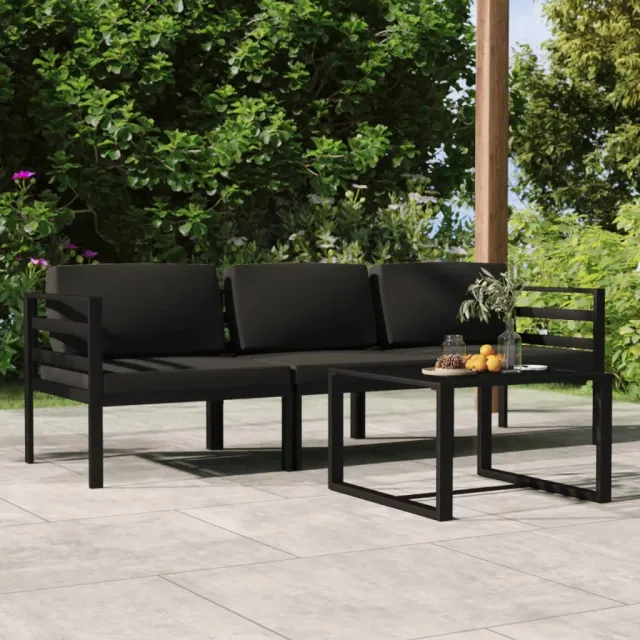 Salon de jardin 4 pcs avec coussins Aluminium Anthracite