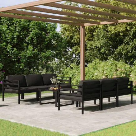 Salon de jardin 7 pcs avec coussins Aluminium Anthracite