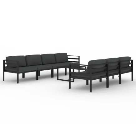 Salon de jardin 8 pcs avec coussins Aluminium Anthracite 2