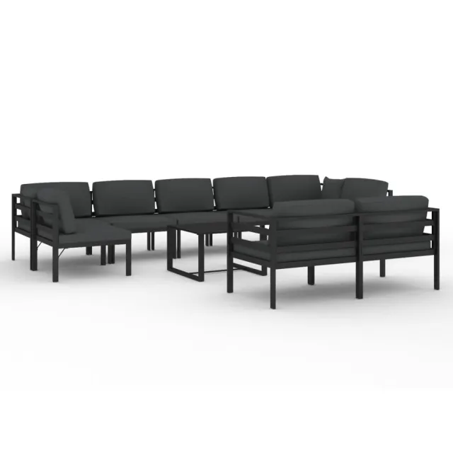 Salon de jardin 10 pcs avec coussins Aluminium Anthracite