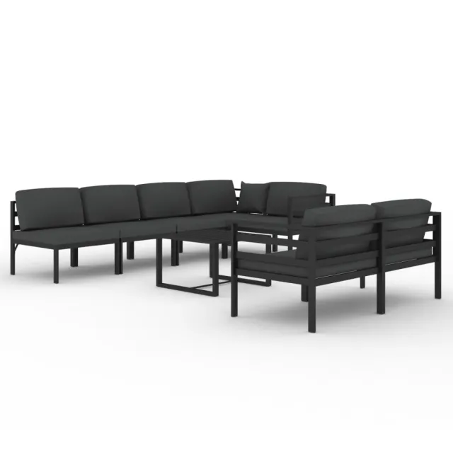 Salon de jardin 8 pcs avec coussins Aluminium Anthracite