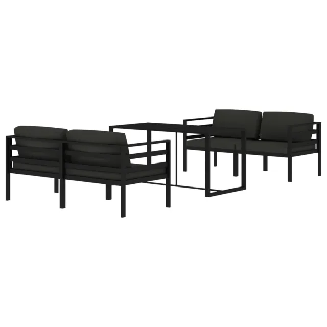 Salon de jardin 5 pcs avec coussins Aluminium Anthracite