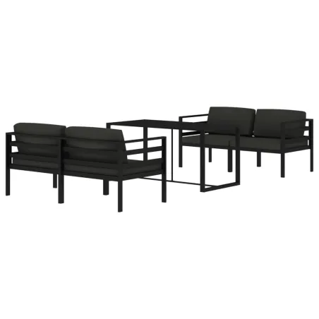 Salon de jardin 5 pcs avec coussins Aluminium Anthracite