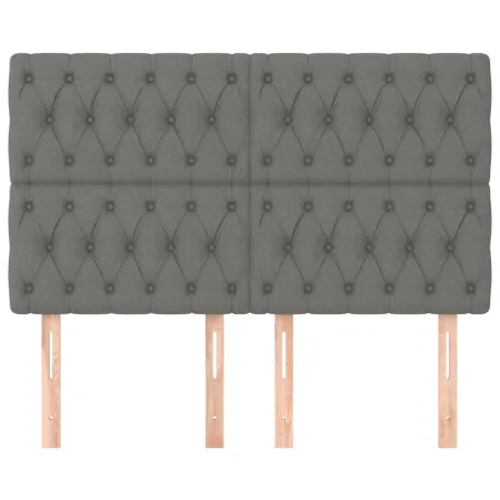 Tête de lit Gris foncé 144 x 7 x 118/128 cm Tissu