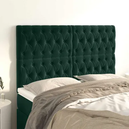 Tête de lit Vert foncé 144 x 7 x 118/128 cm Velours