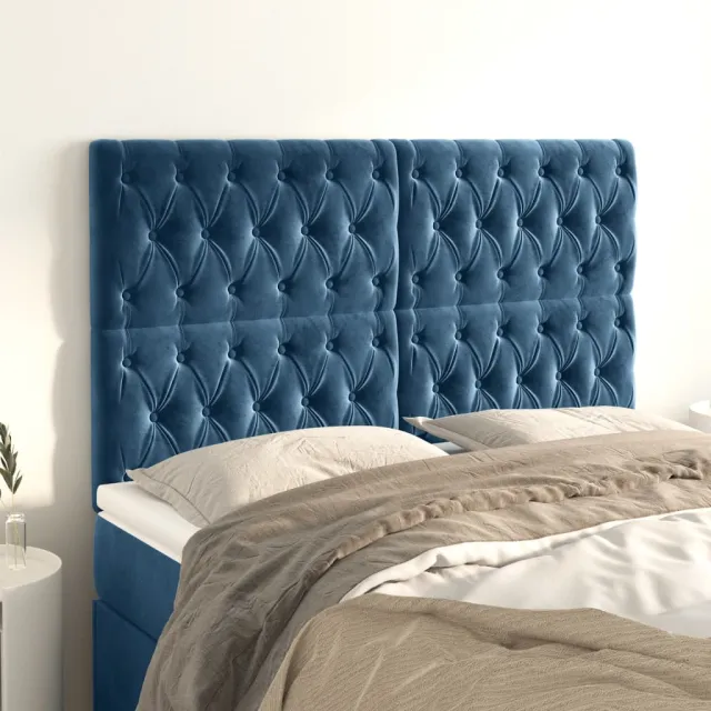Tête de lit Bleu foncé 144 x 7 x 118/128 cm Velours