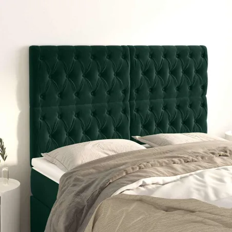 Tête de lit Vert foncé 160x7x118/128 cm Velours