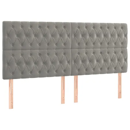 Tête de lit Gris clair 200 x 7 x 118/128 cm Velours