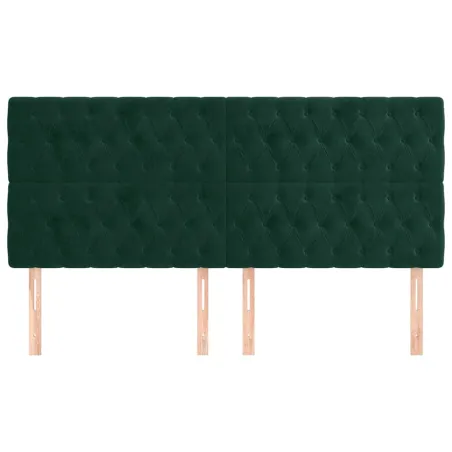 Tête de lit Vert foncé 200x7x118/128 cm Velours