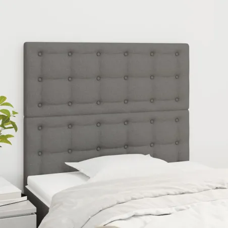 Tête de lit Gris foncé 100x5x118/128 cm Tissu