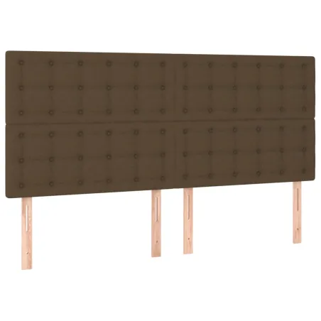Tête de lit marron foncé 200 x 5 x 118/128 cm Tissu