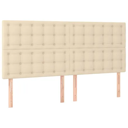 Tête de lit Crème 200x5x118/128 cm Tissu 2