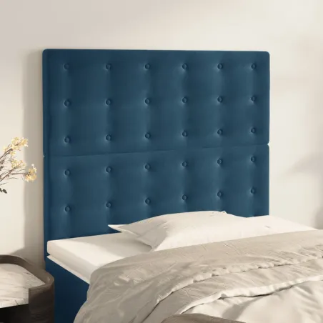 Tête de lit Bleu foncé 100x5x118/128 cm Velours