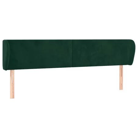 Tête de lit avec oreilles Vert foncé 163x23x78/88 cm Velours