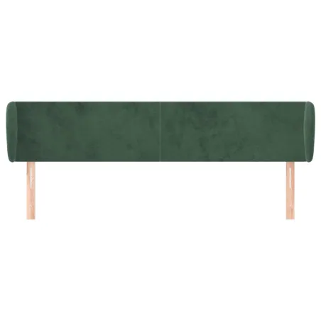 Tête de lit avec oreilles Vert foncé 163x23x78/88 cm Velours