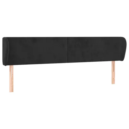 Tête de lit avec oreilles Noir 203x23x78/88 cm Velours 2