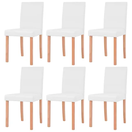 Table et chaises 7 pcs Cuir synthétique Chêne Couleur crème