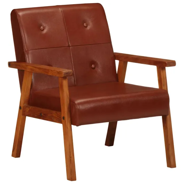 Fauteuil marron cuir véritable