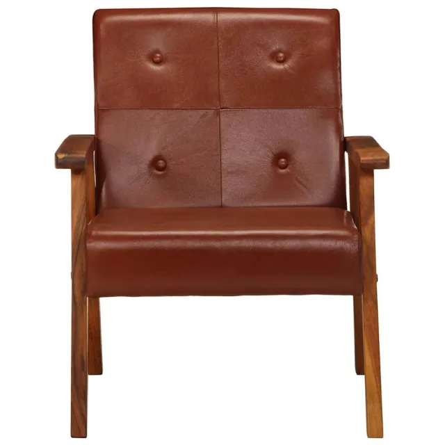 Fauteuil marron cuir véritable