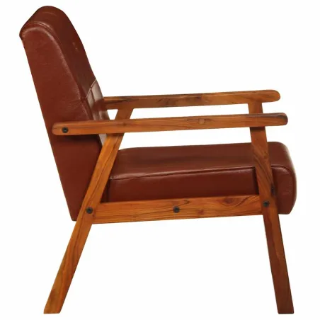 Fauteuil marron cuir véritable