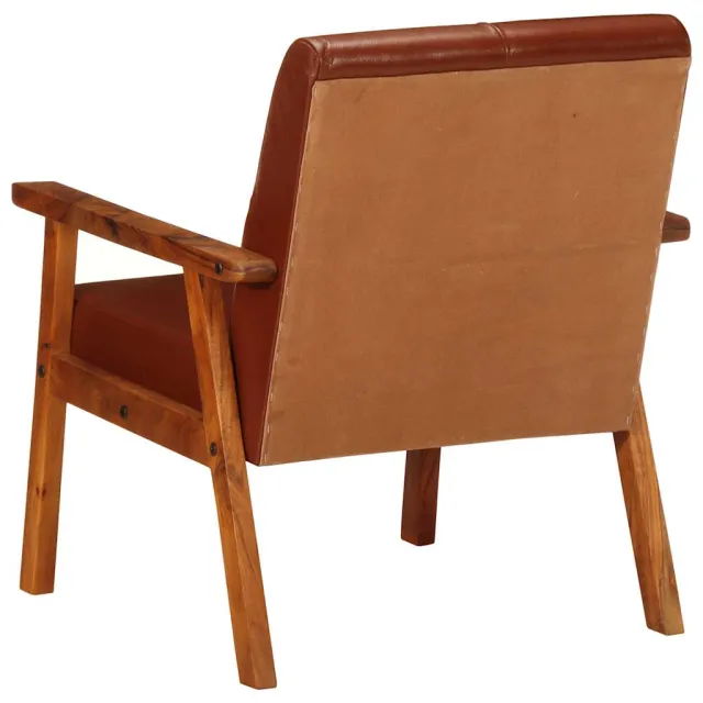 Fauteuil marron cuir véritable