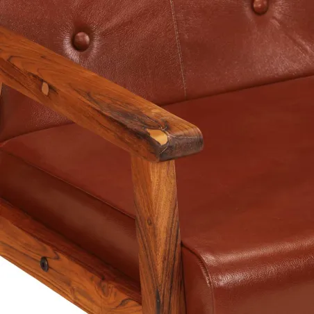 Fauteuil marron cuir véritable