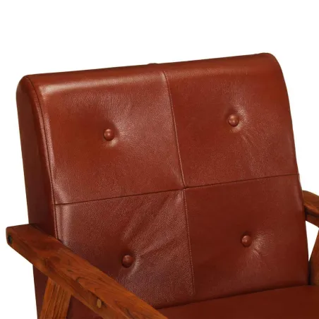 Fauteuil marron cuir véritable