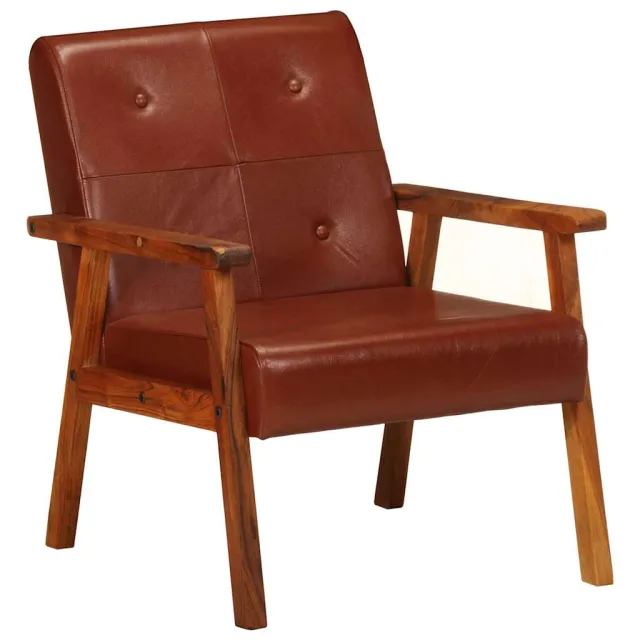 Fauteuil marron cuir véritable