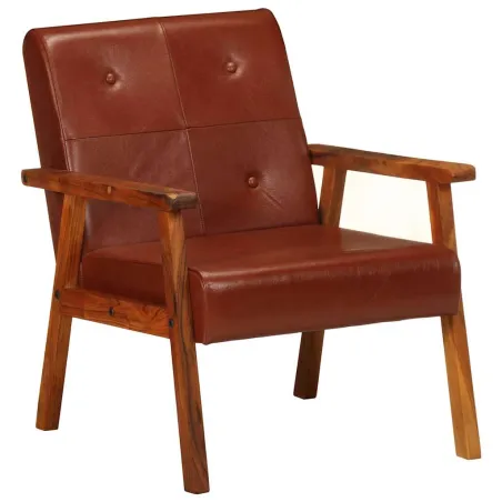 Fauteuil marron cuir véritable