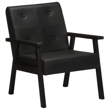 Fauteuil noir cuir véritable