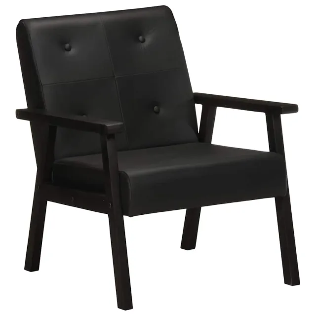Fauteuil noir cuir véritable