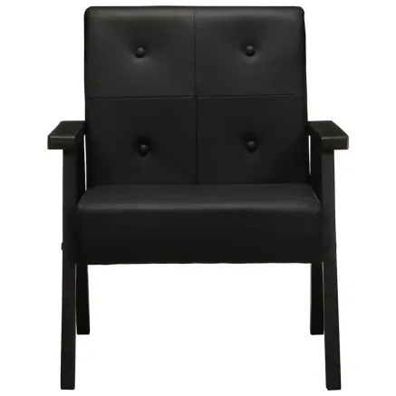 Fauteuil noir cuir véritable 2