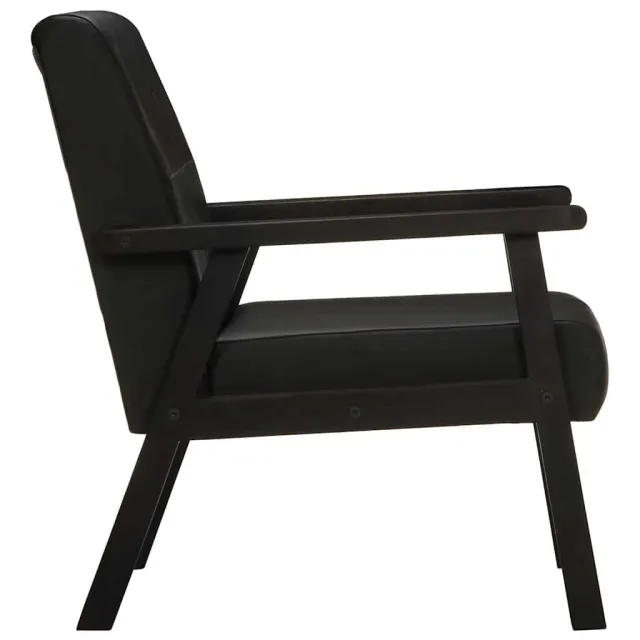 Fauteuil noir cuir véritable