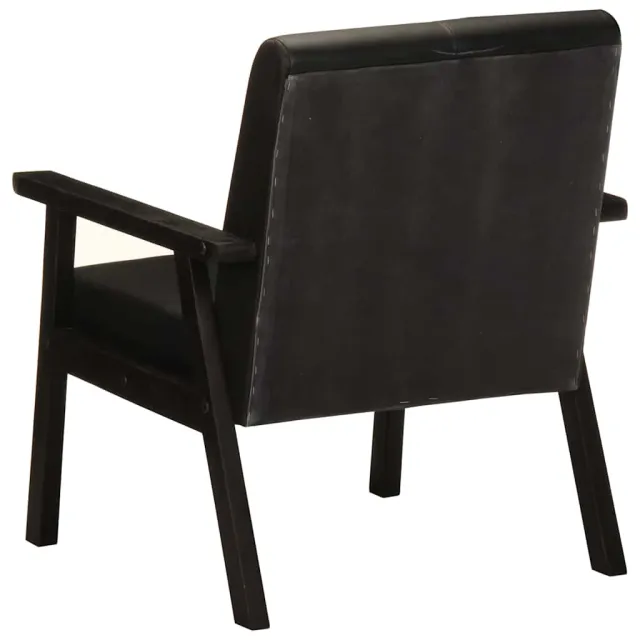 Fauteuil noir cuir véritable