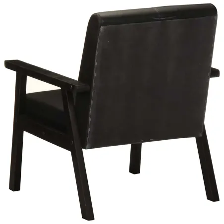 Fauteuil noir cuir véritable