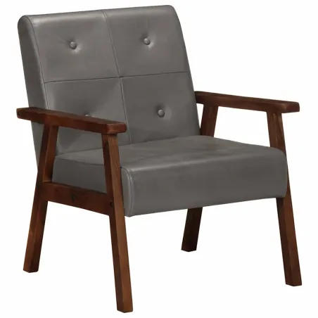 Fauteuil gris cuir véritable