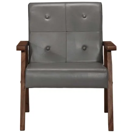 Fauteuil gris cuir véritable 2
