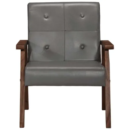 Fauteuil gris cuir véritable