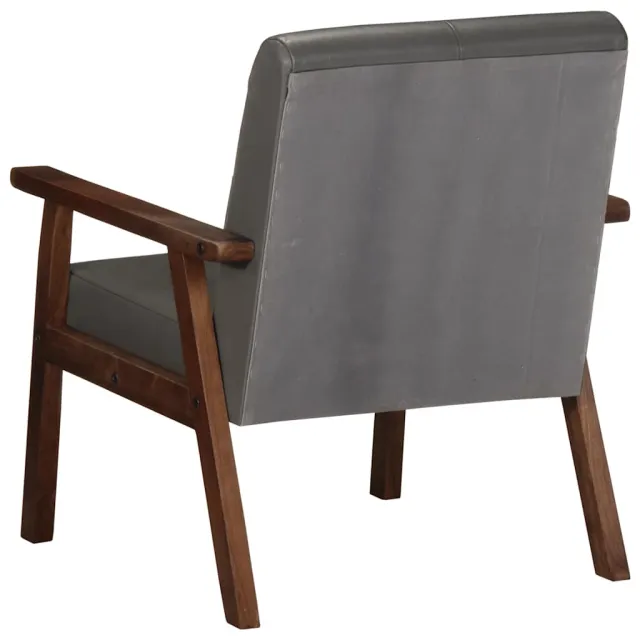 Fauteuil gris cuir véritable
