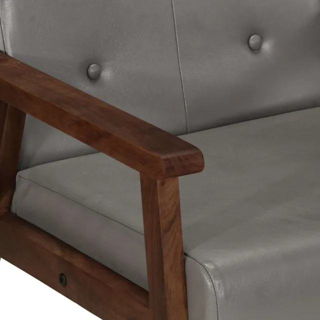 Fauteuil gris cuir véritable