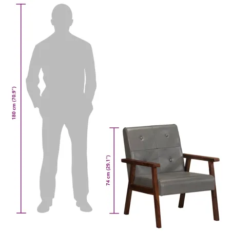 Fauteuil gris cuir véritable