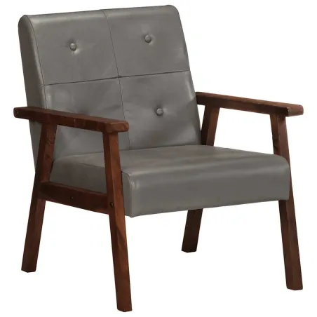 Fauteuil gris cuir véritable